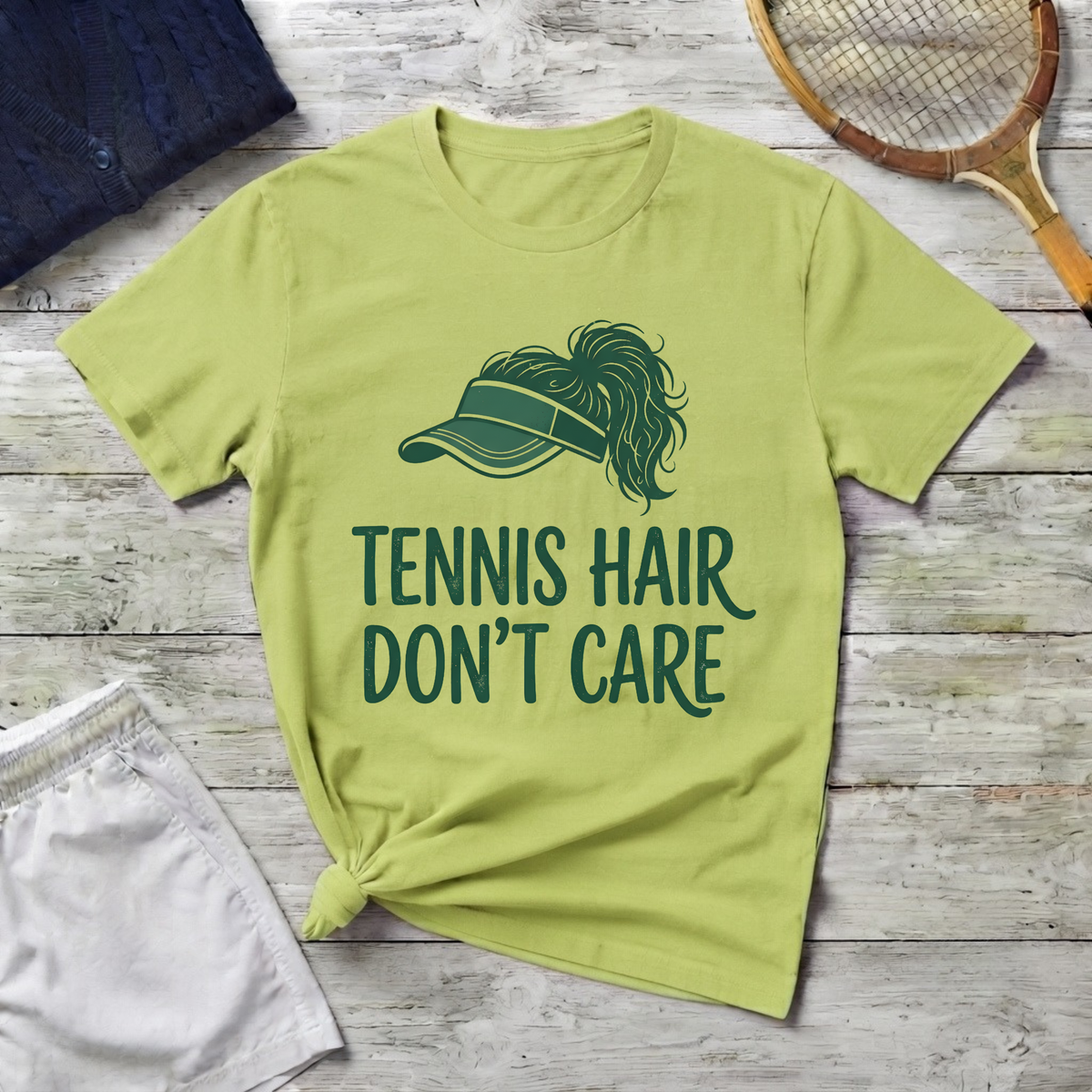 tennis hair don't care t-shirt
