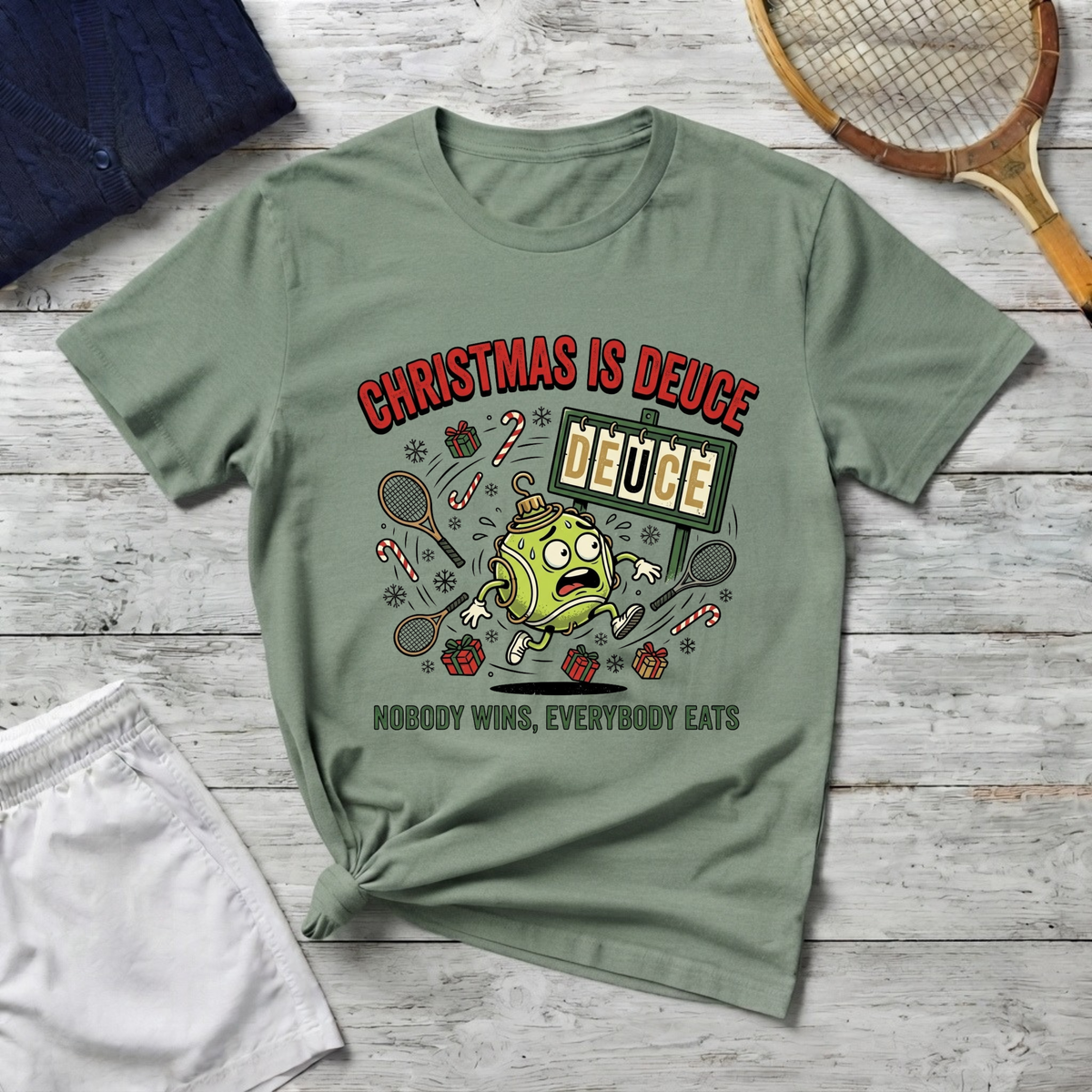 Christmas Is Deuce T-Shirt — Funny Holiday Card Game Tee