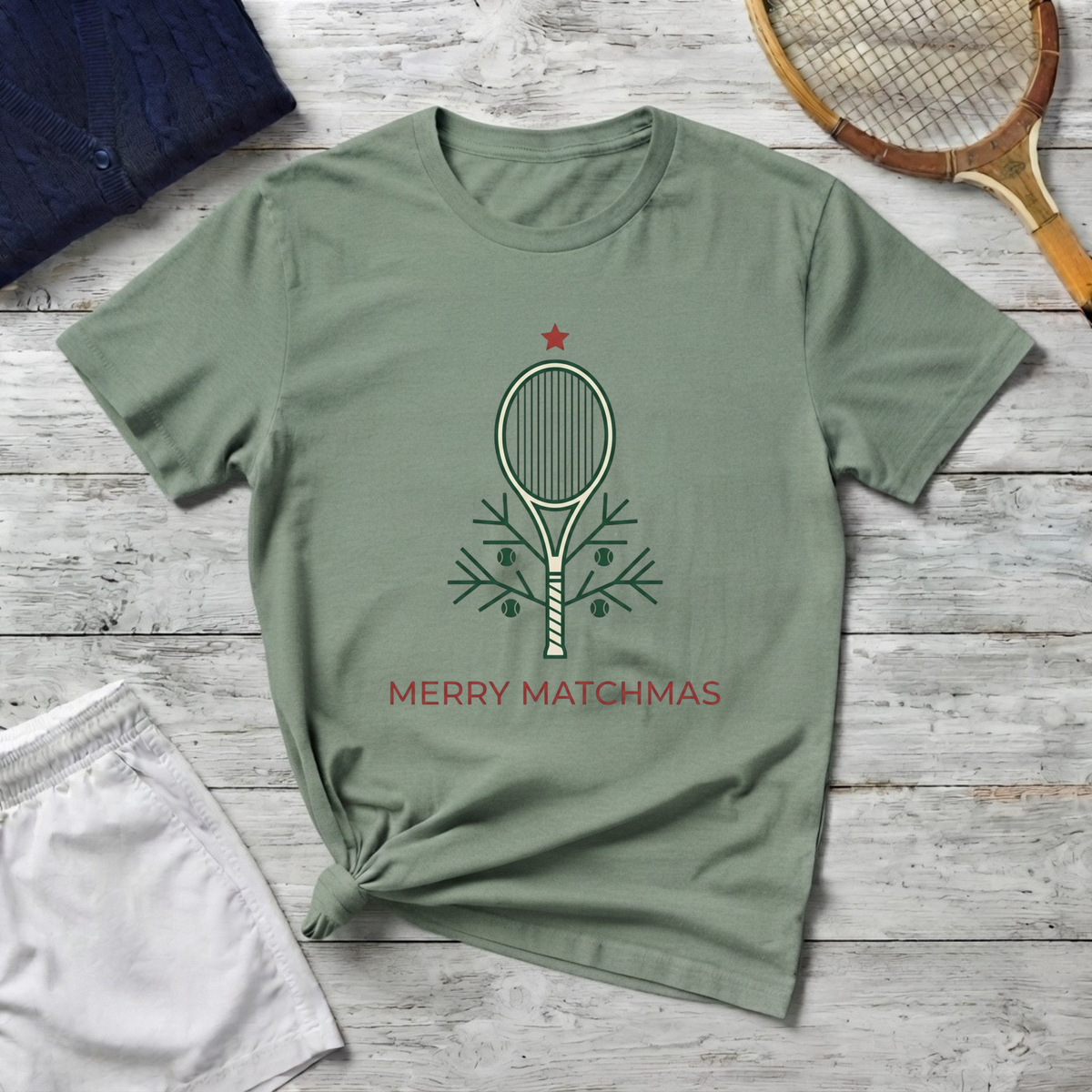 Tennis Christmas T‑Shirt — 'Merry Matchmas' Holiday Tennis Tee