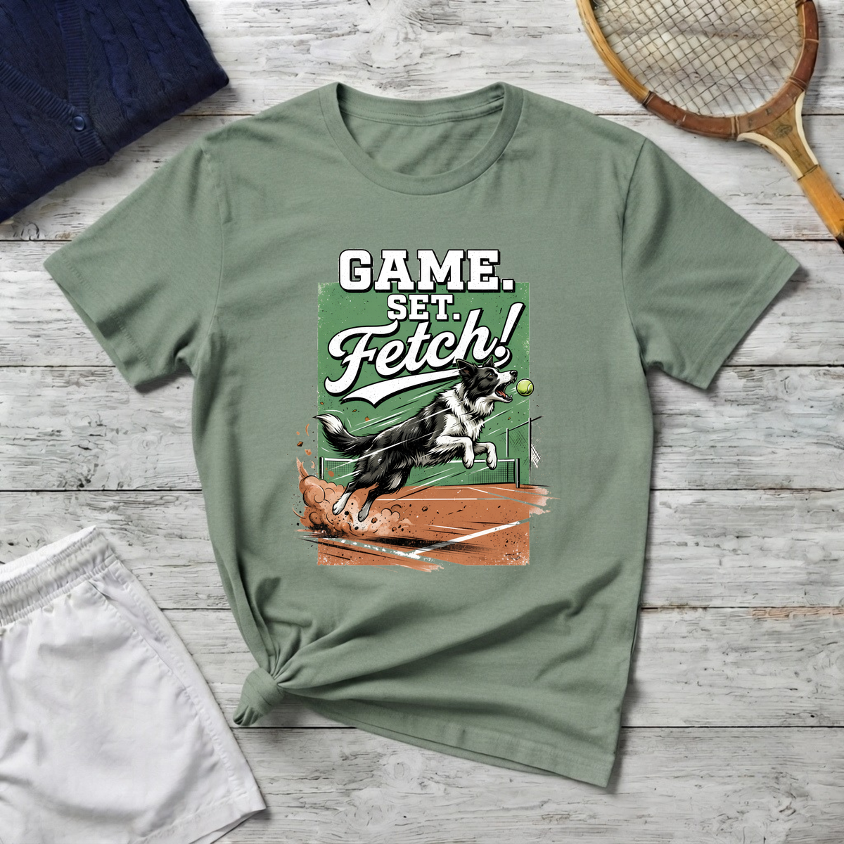 Game, Set, Fetch! Tennis Dog T-Shirt — Funny Pet Lover Athletic Tee