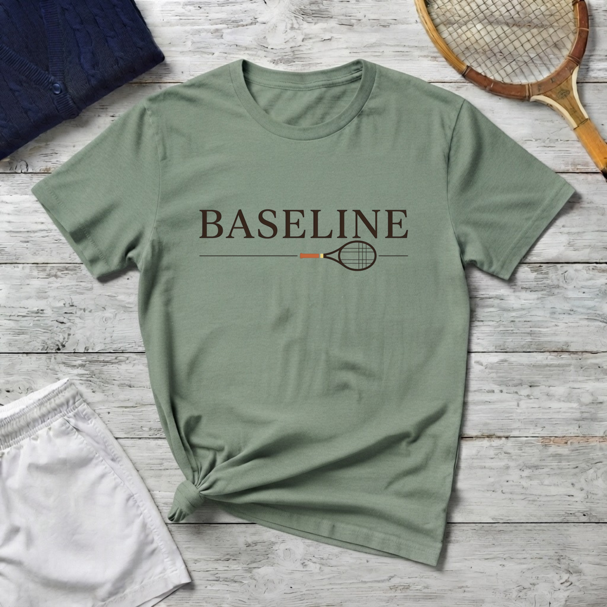 Baseline Tennis T-Shirt – Minimalist Racquet Design for Tennis Players
