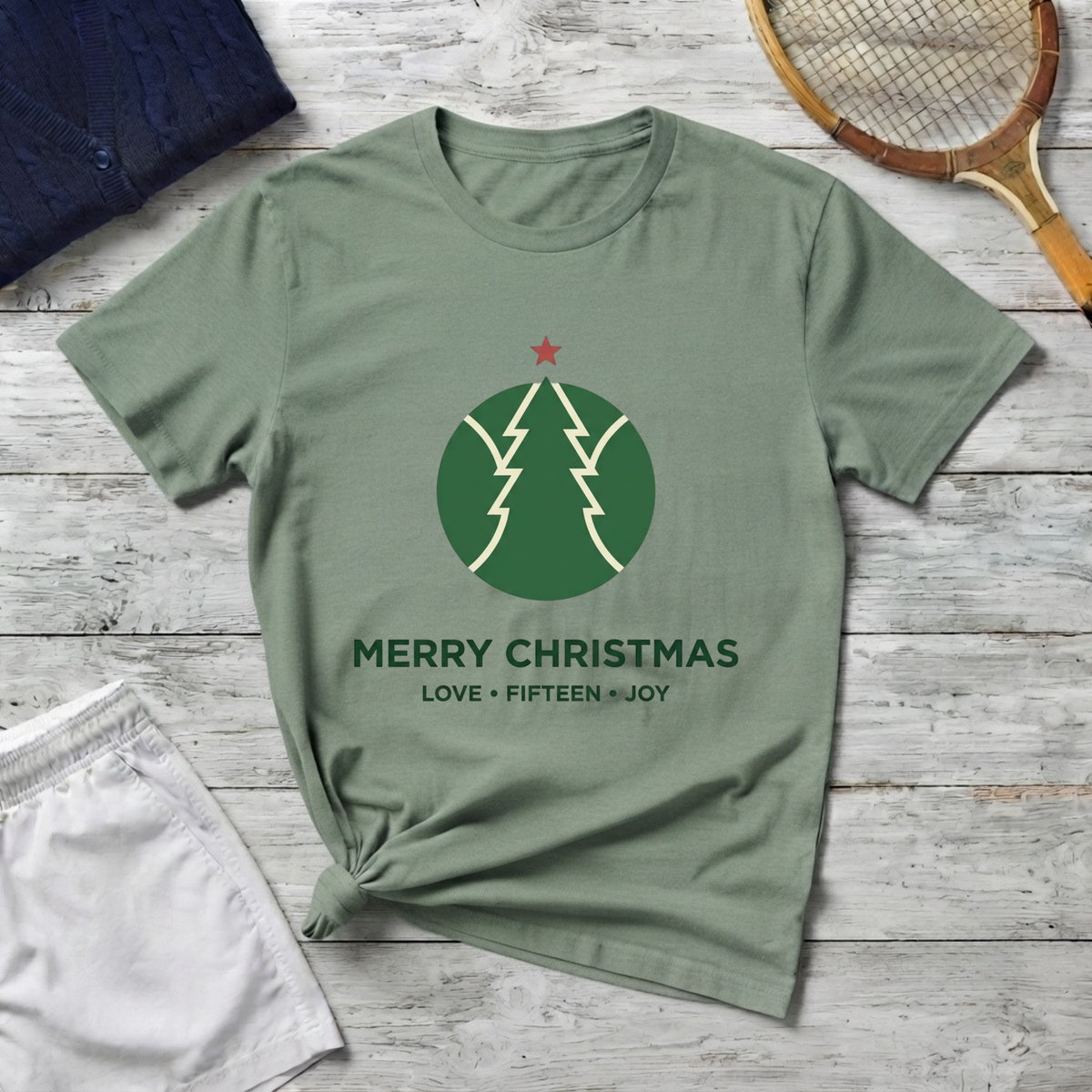 Christmas Tree Circle T-Shirt — "Merry Christmas" Holiday Tee