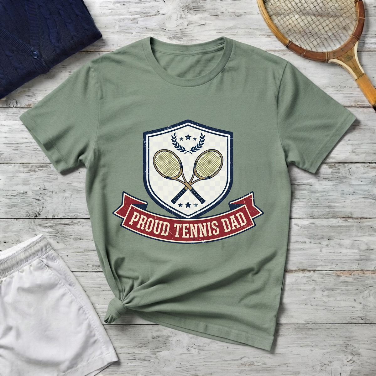 Proud Tennis Dad T-Shirt — Vintage Tennis Crest Tee