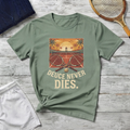 Tennis Sunset T-Shirt — Vintage 'Deuce Never Dies' Tennis Graphic Tee