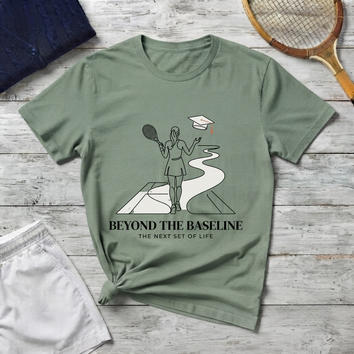 T-Shirt — "Beyond the Baseline" Tennis Graduation Graphic Tee
