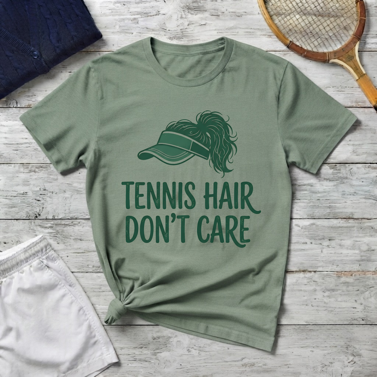 tennis hair don't care t-shirt