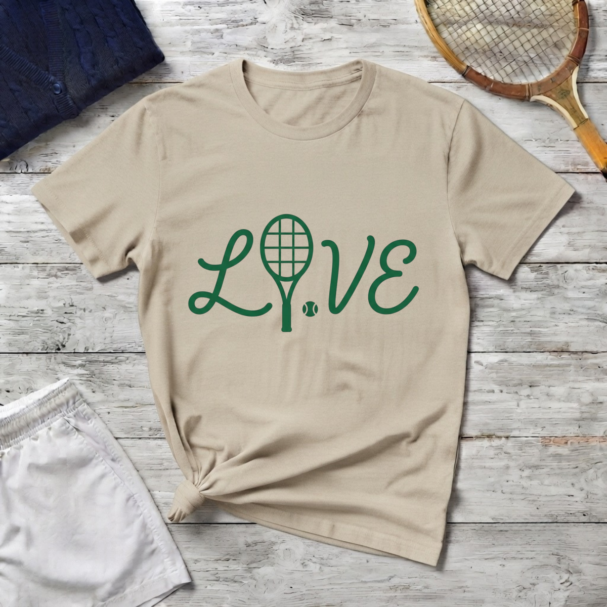 Tennis Love T-Shirt — 'LOVE' with Racket Graphic