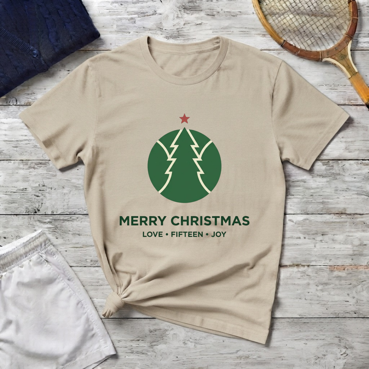 Christmas Tree Circle T-Shirt — "Merry Christmas" Holiday Tee