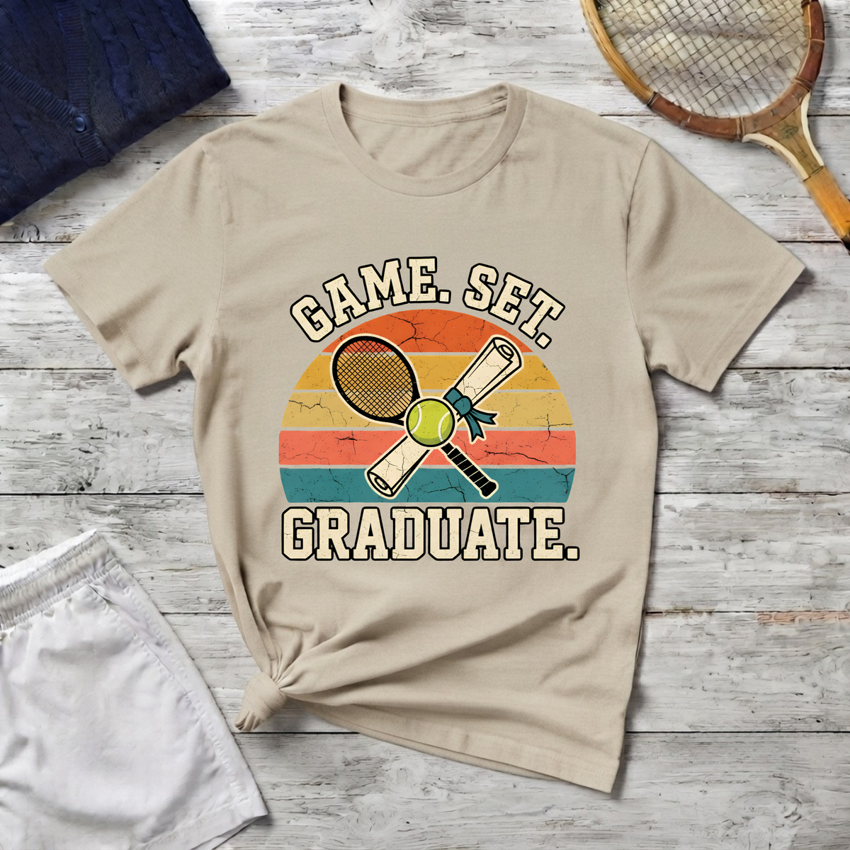 game set graduate Tennis T-shirt