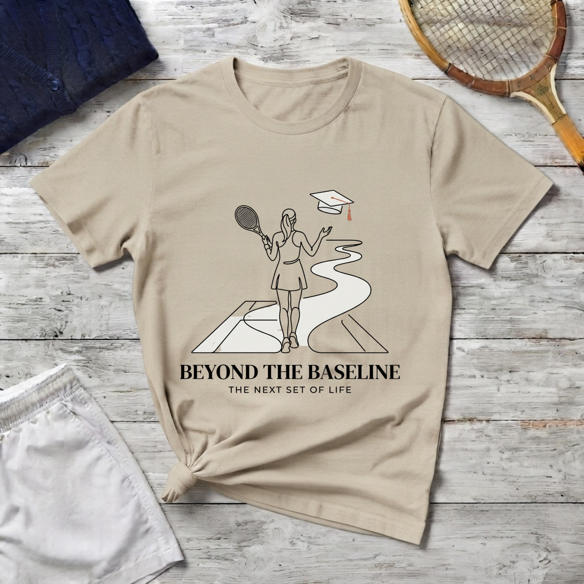 T-Shirt — "Beyond the Baseline" Tennis Graduation Graphic Tee