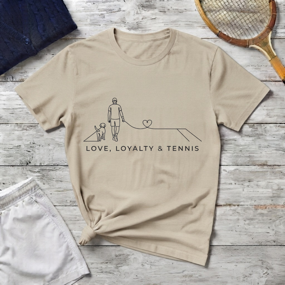 Minimal Tennis Line Art Tee - Love, Loyalty & Tennis T-Shirt