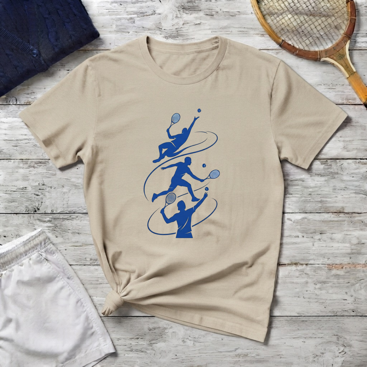 tennis Silhouette T-Shirt — Blue Players Action Design