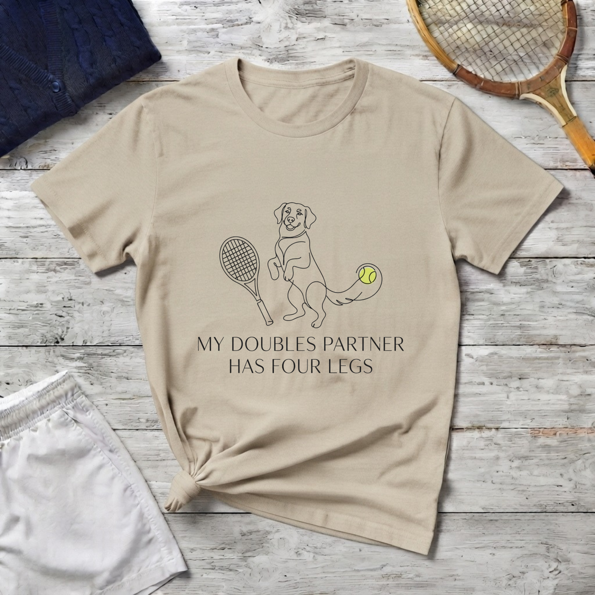 T-Shirt - My Doubles Partner Has Four Legs Tennis Dog Graphic Tee