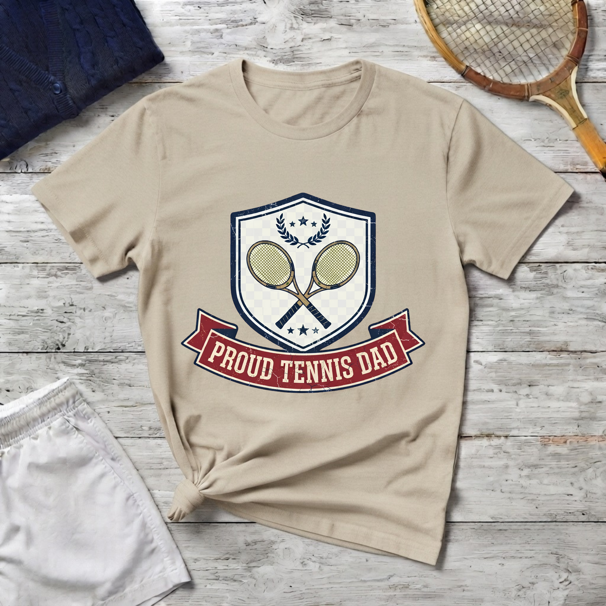 Proud Tennis Dad T-Shirt — Vintage Tennis Crest Tee