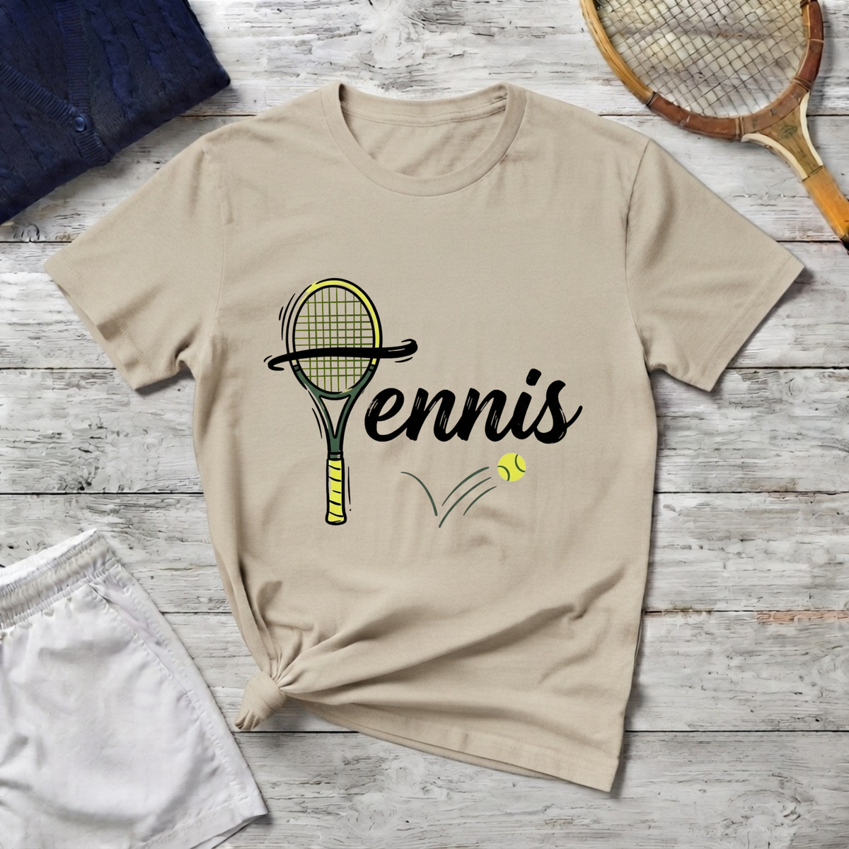 Tennis Graphic T-Shirt — Racket & Ball Athletic Tee