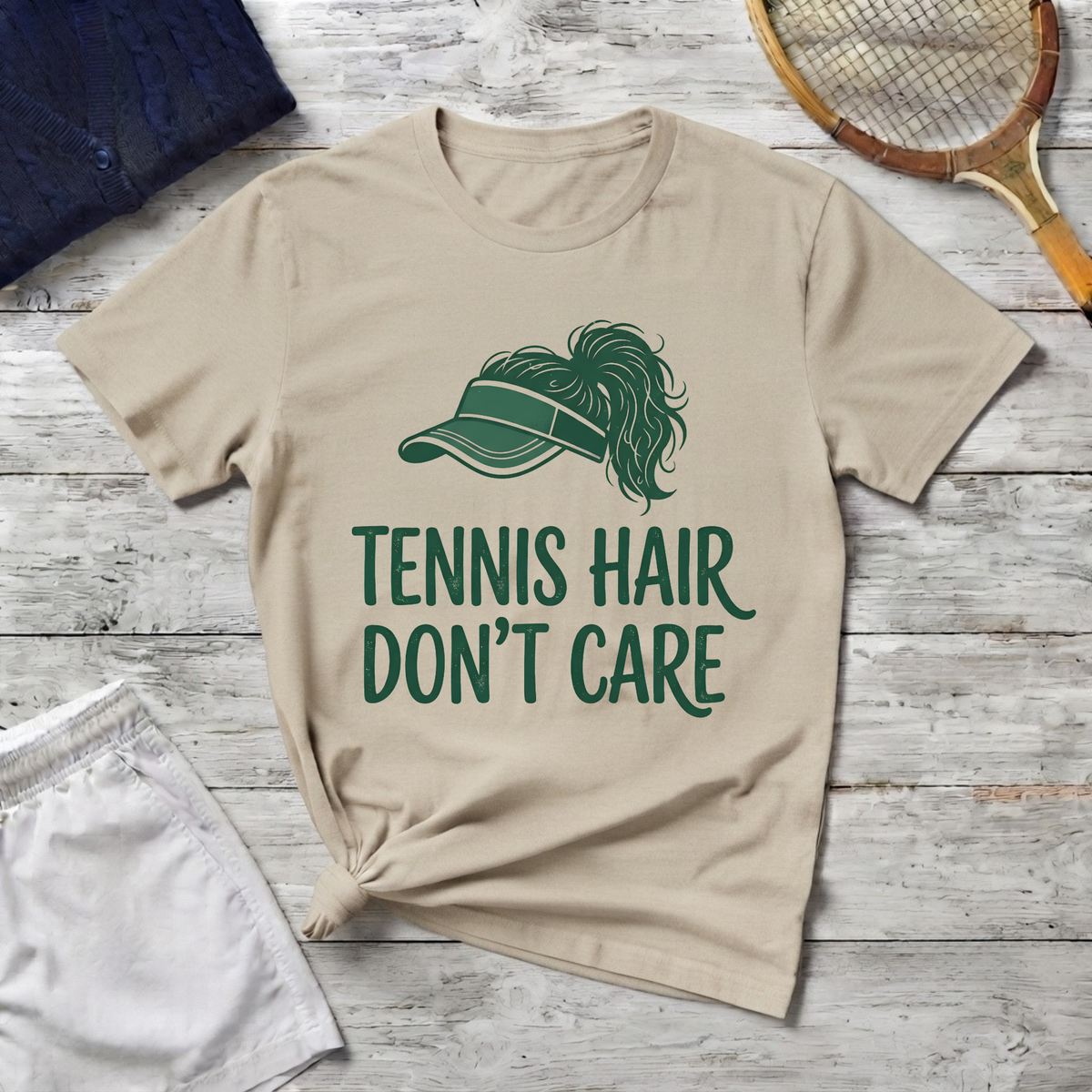 tennis hair don't care t-shirt