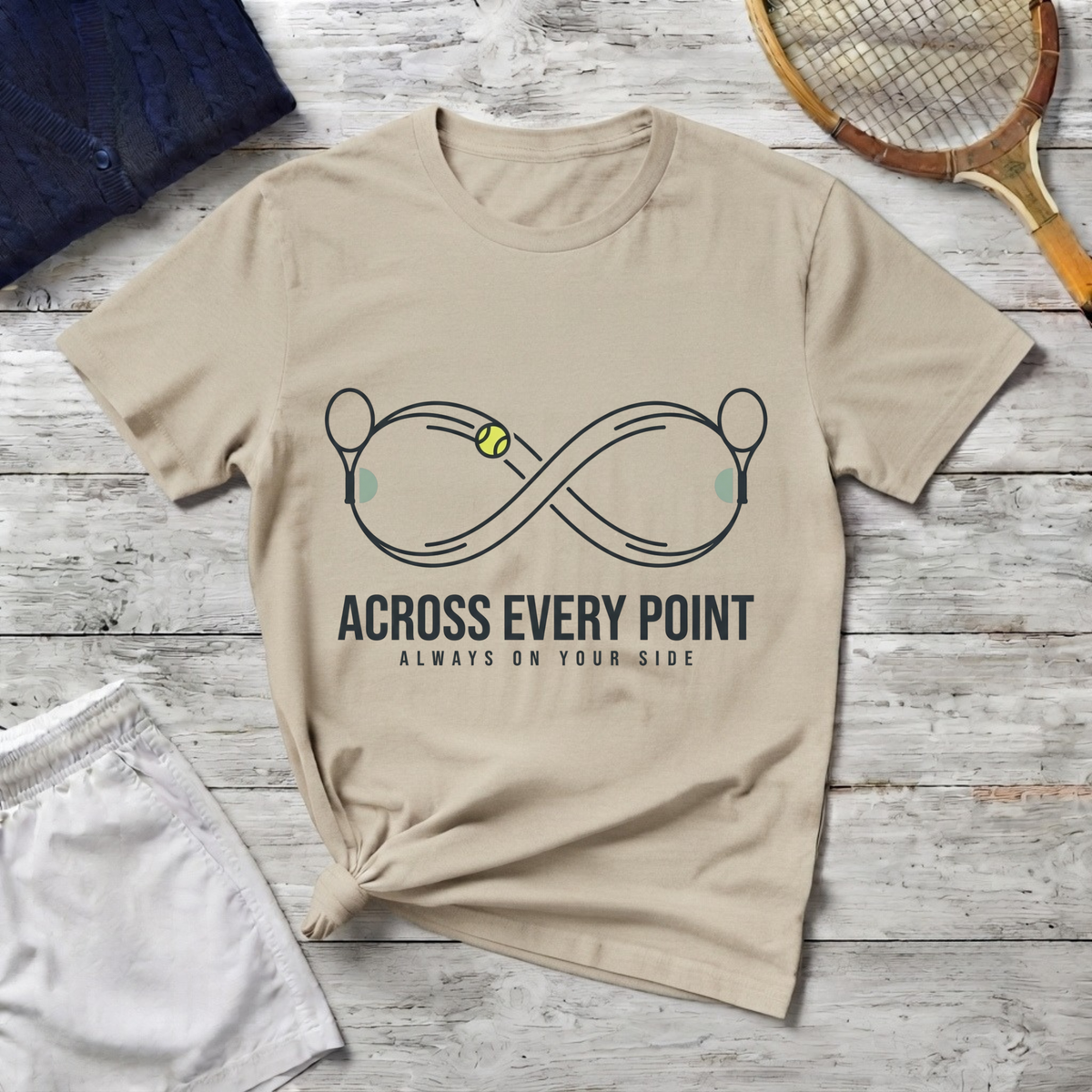 Tennis Infinity T-Shirt — "Across Every Point" Inspirational Tennis Shirt