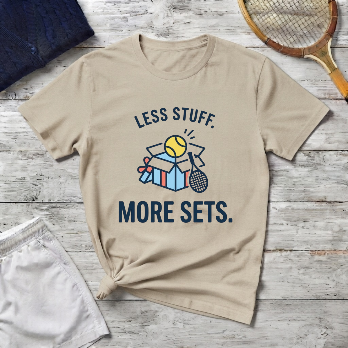 Less Stuff More Sets Tennis T-Shirt