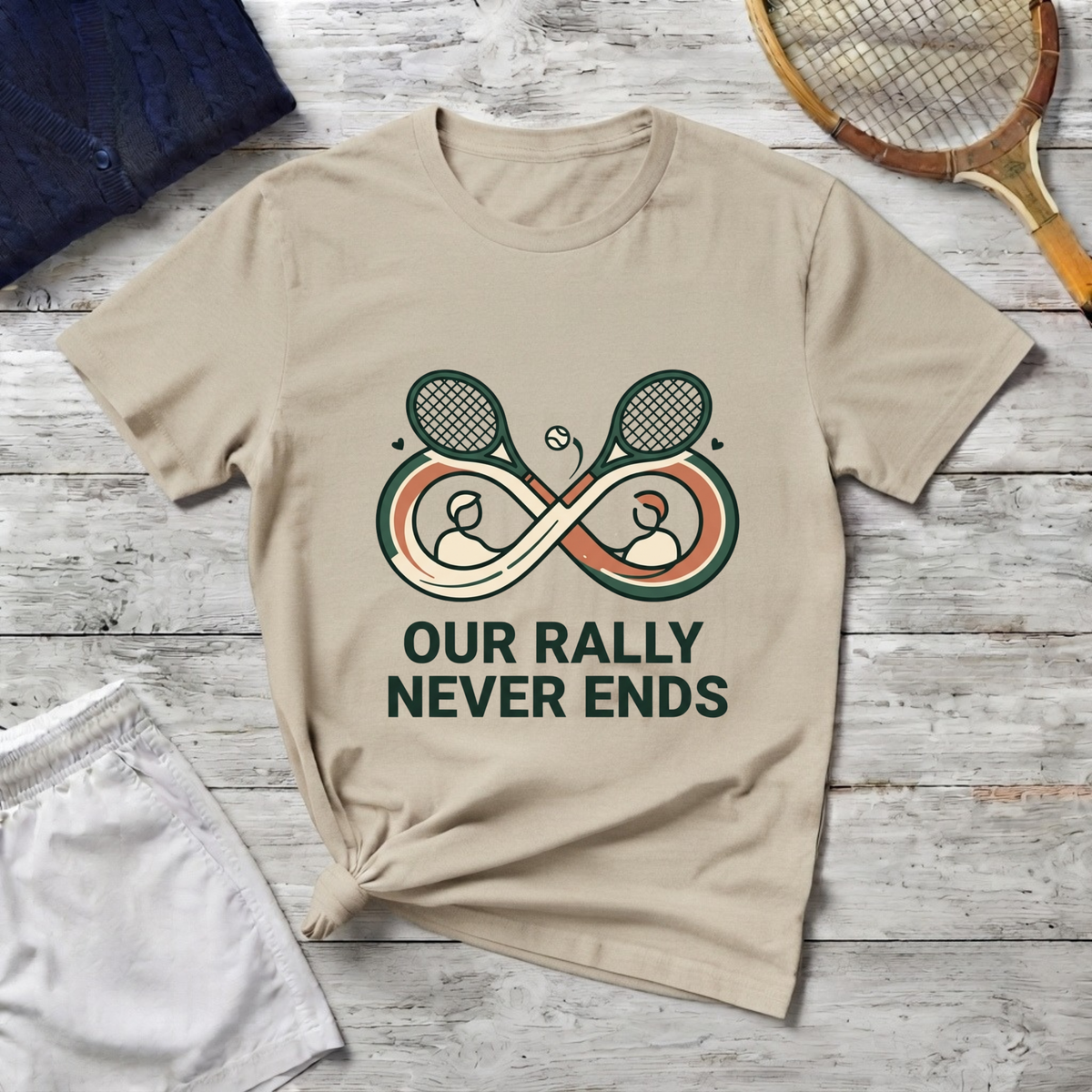 T-Shirt — "Our Rally Never Ends" Tennis Infinity Graphic Tee