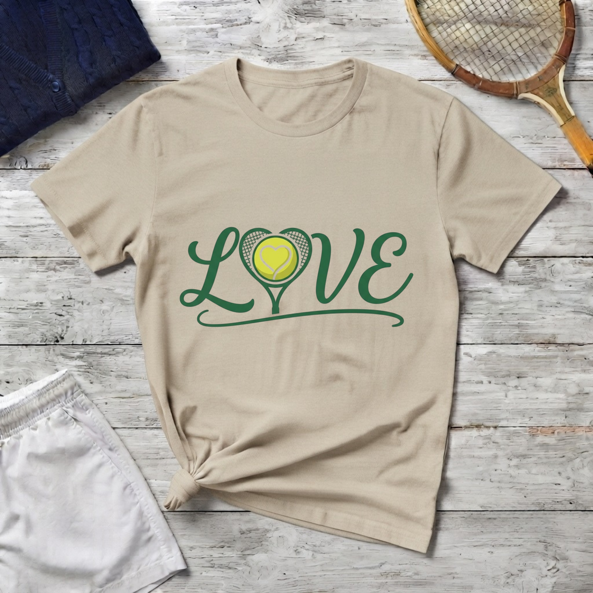 Love Tennis T-Shirt — Heart Tennis Ball Graphic