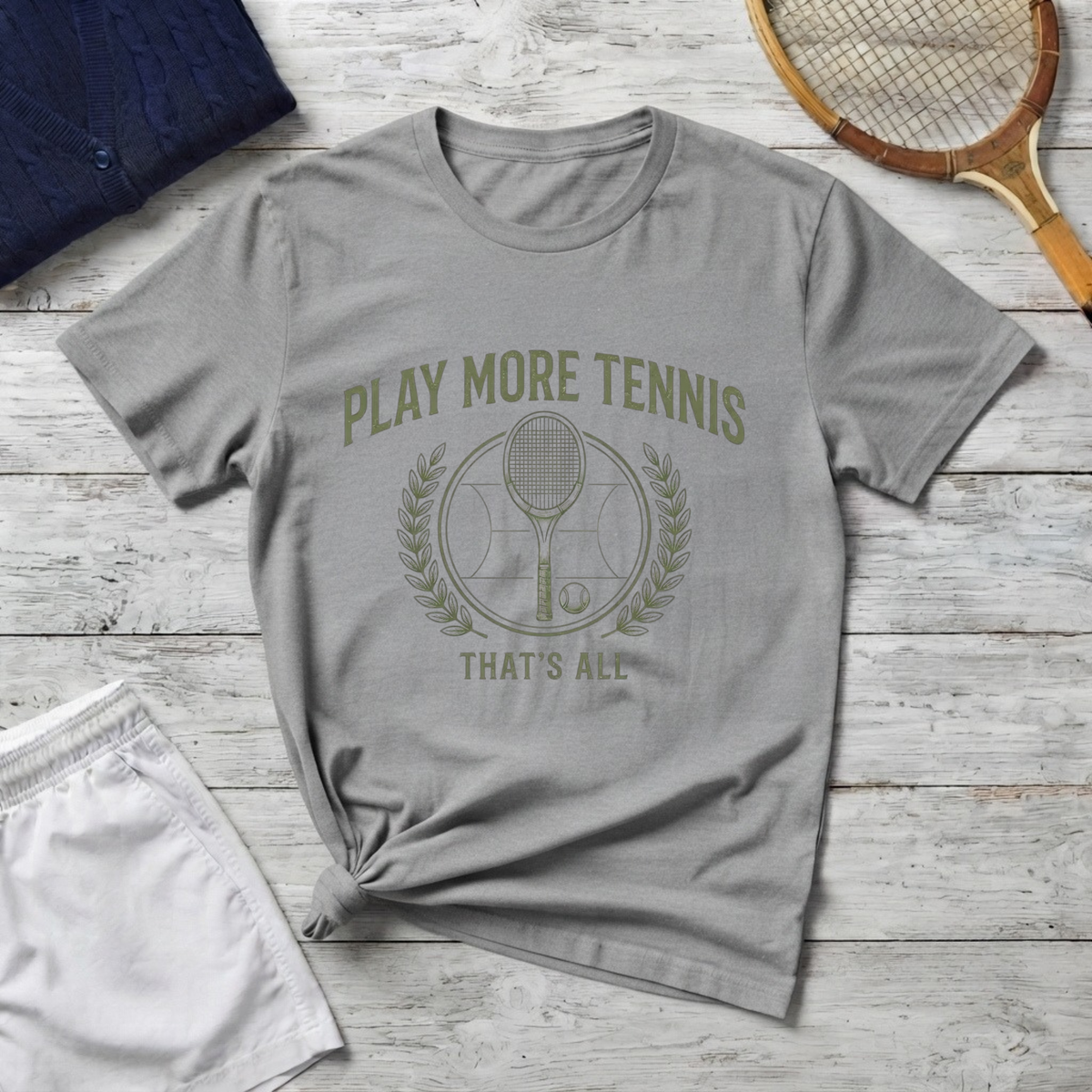 Play More Tennis T-Shirt — 'Play More Tennis That's All' Vintage Tennis Shirt