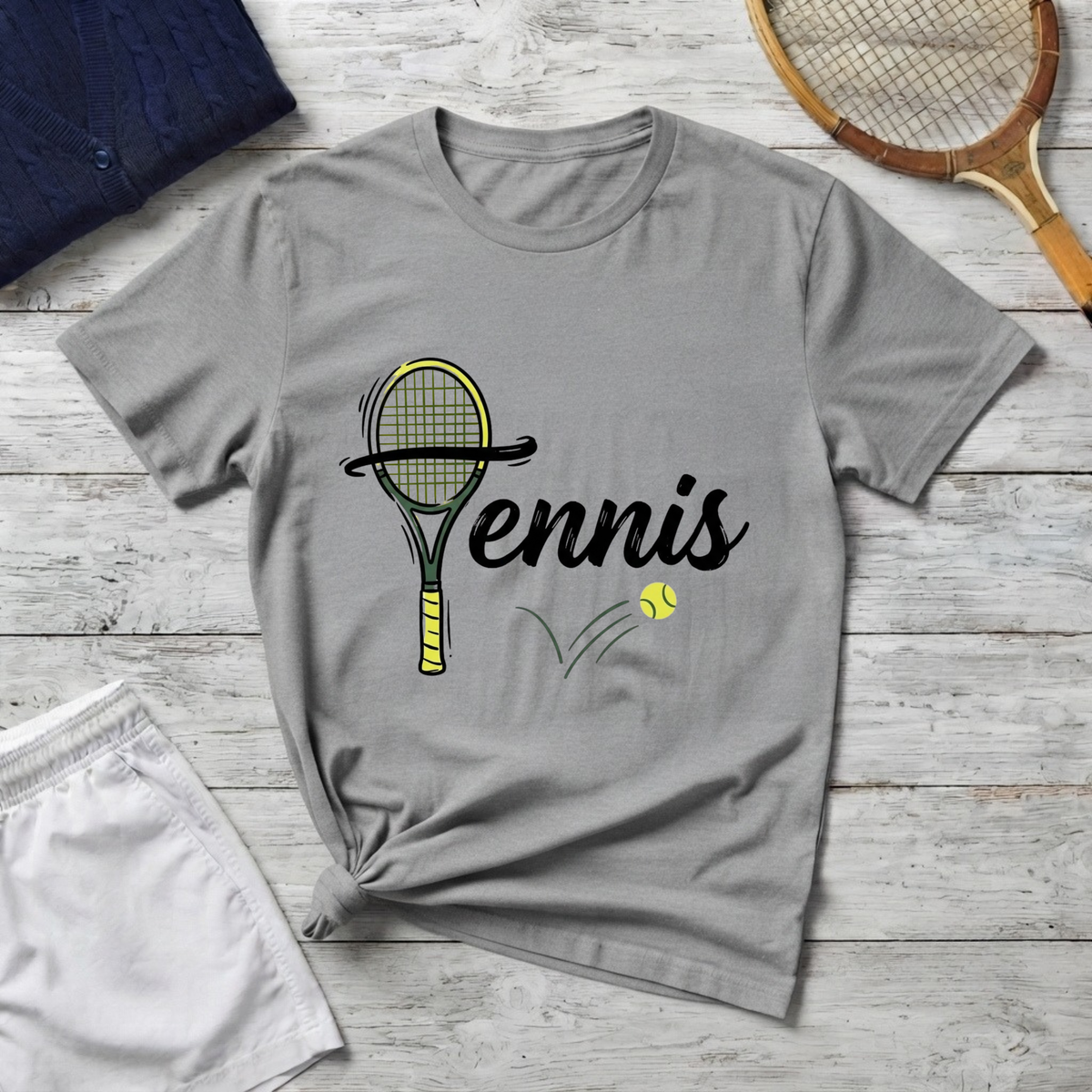 Tennis Graphic T-Shirt — Racket & Ball Athletic Tee