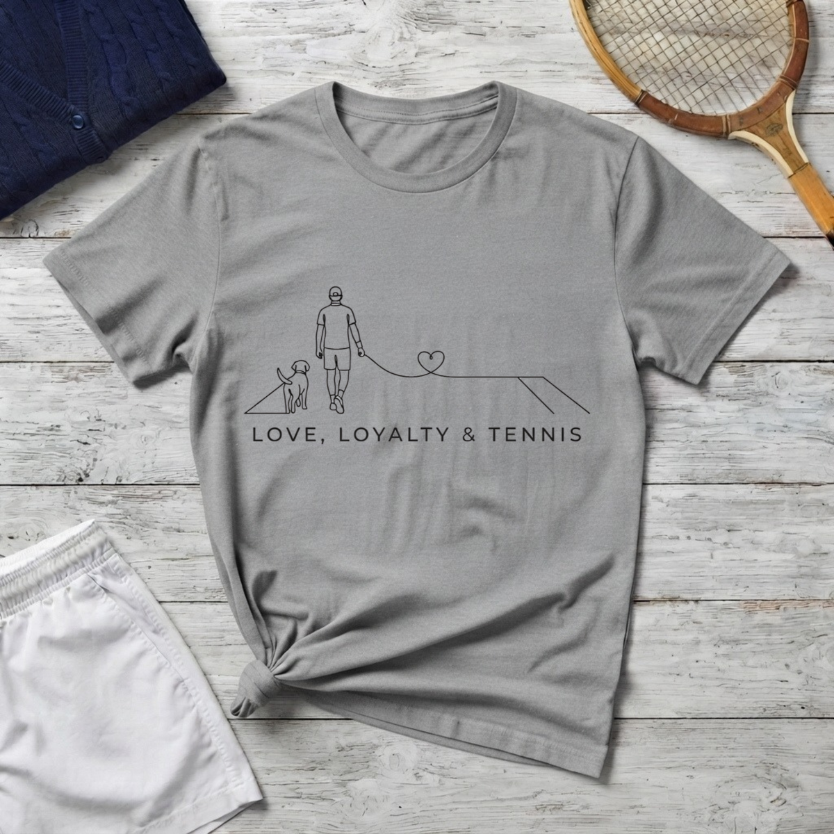 Minimal Tennis Line Art Tee - Love, Loyalty & Tennis T-Shirt