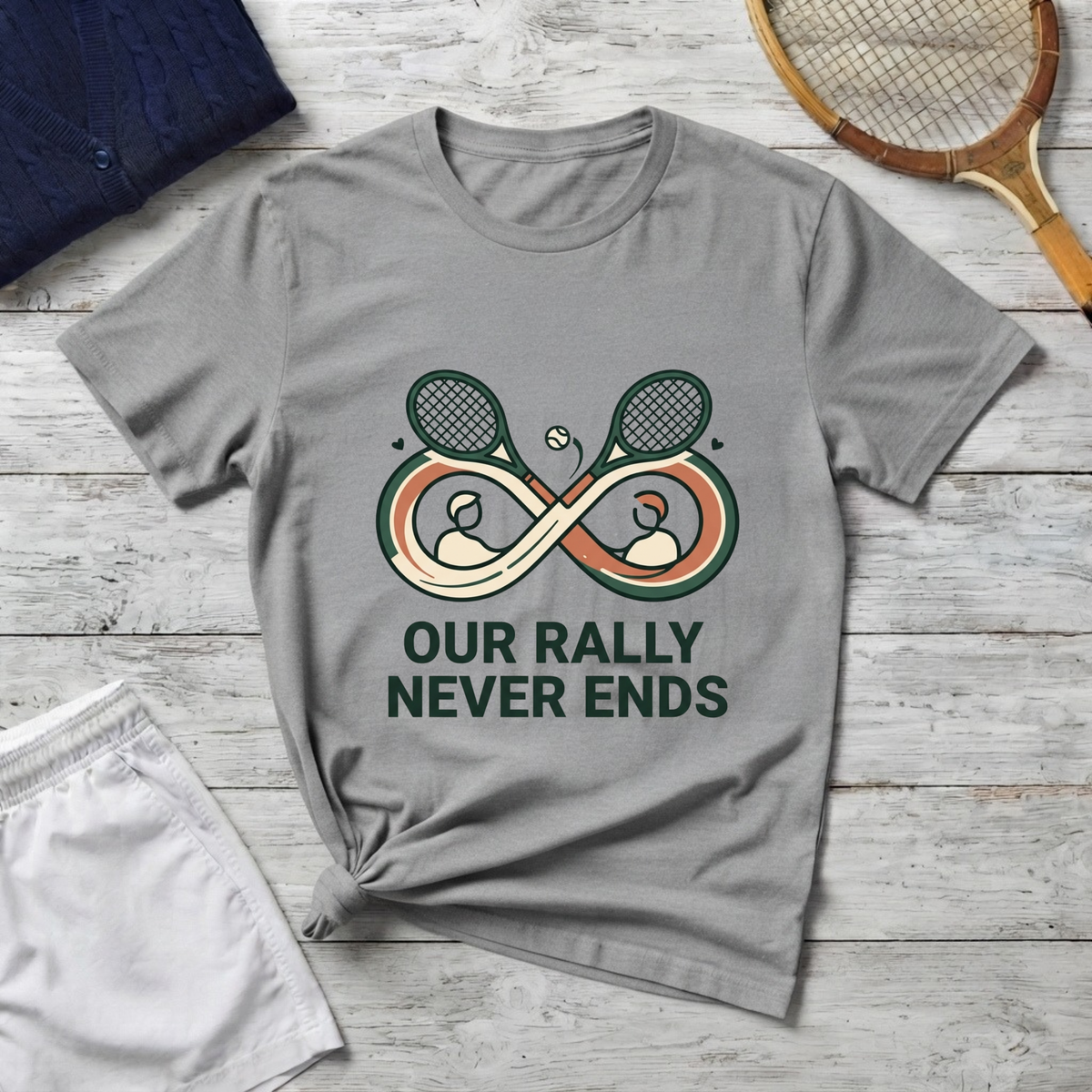 T-Shirt — "Our Rally Never Ends" Tennis Infinity Graphic Tee