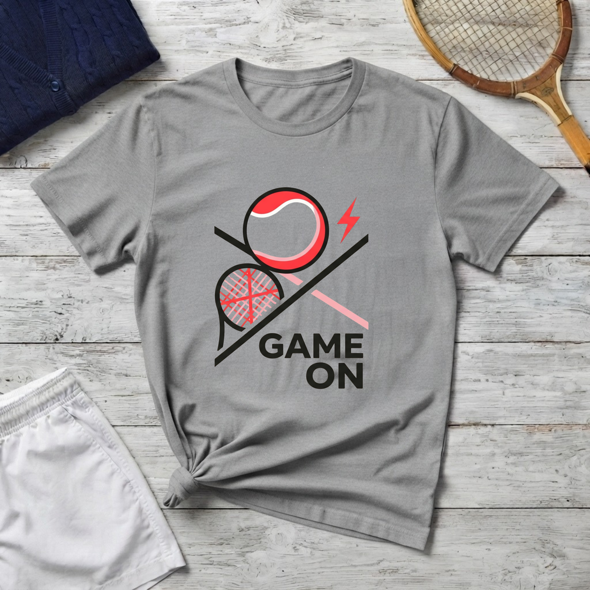 Game On Racquet T-Shirt — Minimalist Tennis Graphic Tee