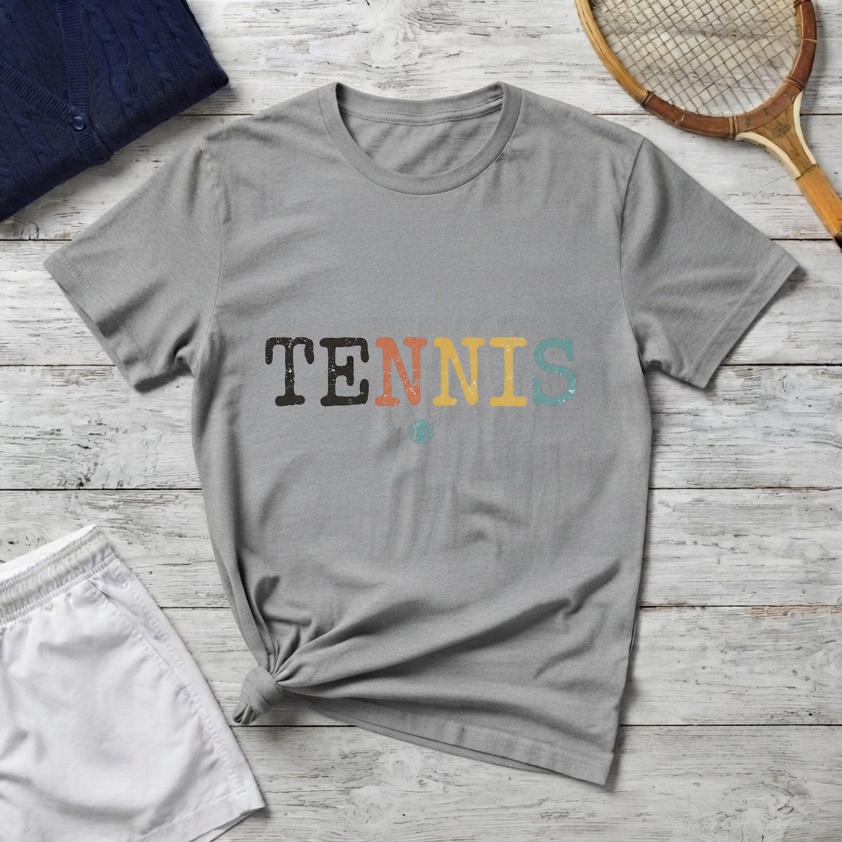 Tennis Tee —  Multicolor 'TENNIS' Graphic T-Shirt