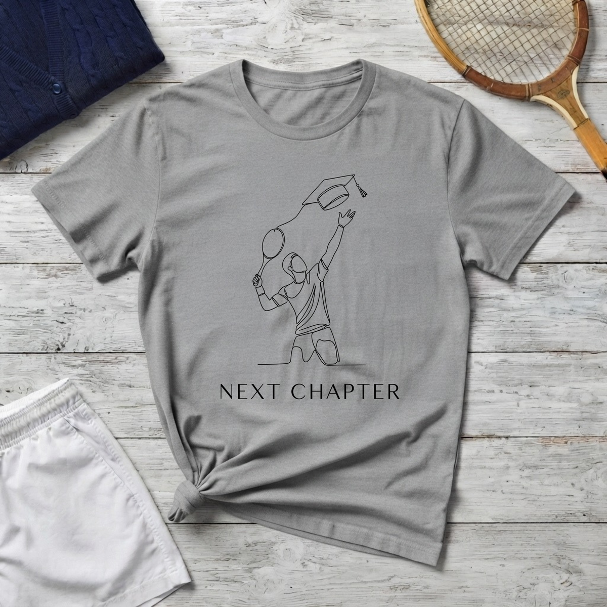 Graduation T-shirt — Minimal Line Art "Next Chapter"