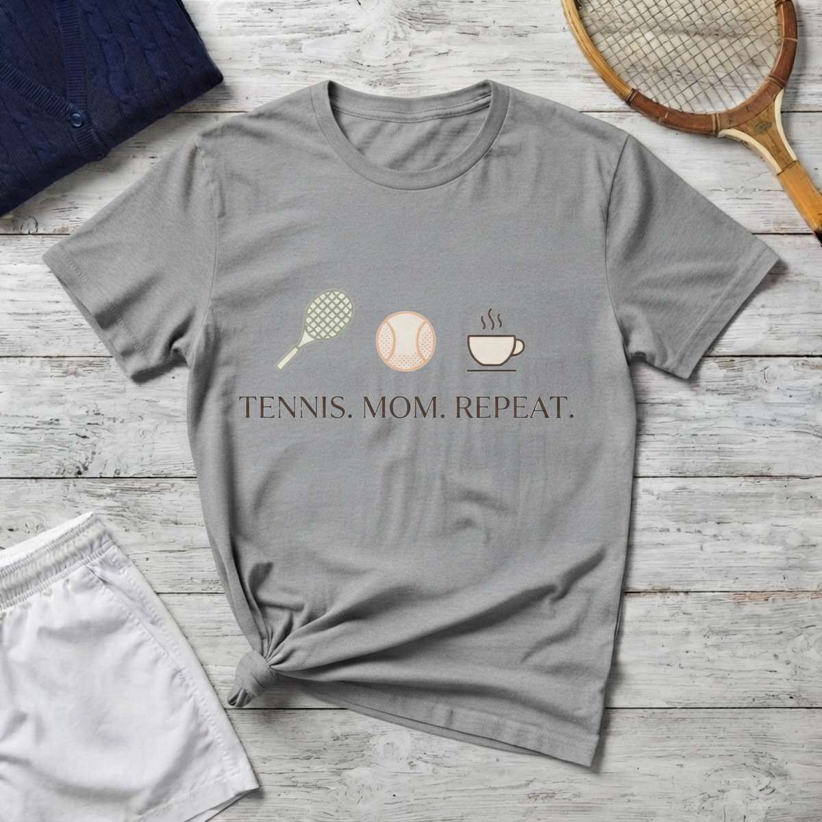 Tennis Mom T‑Shirt – "Tennis. Mom. Repeat." Graphic Tee