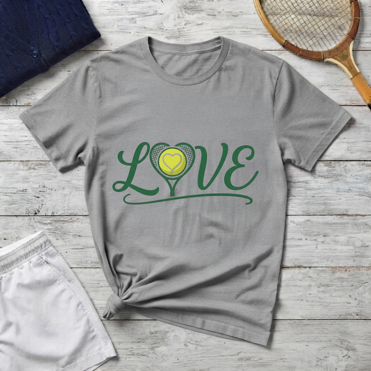 Love Tennis T-Shirt — Heart Tennis Ball Graphic