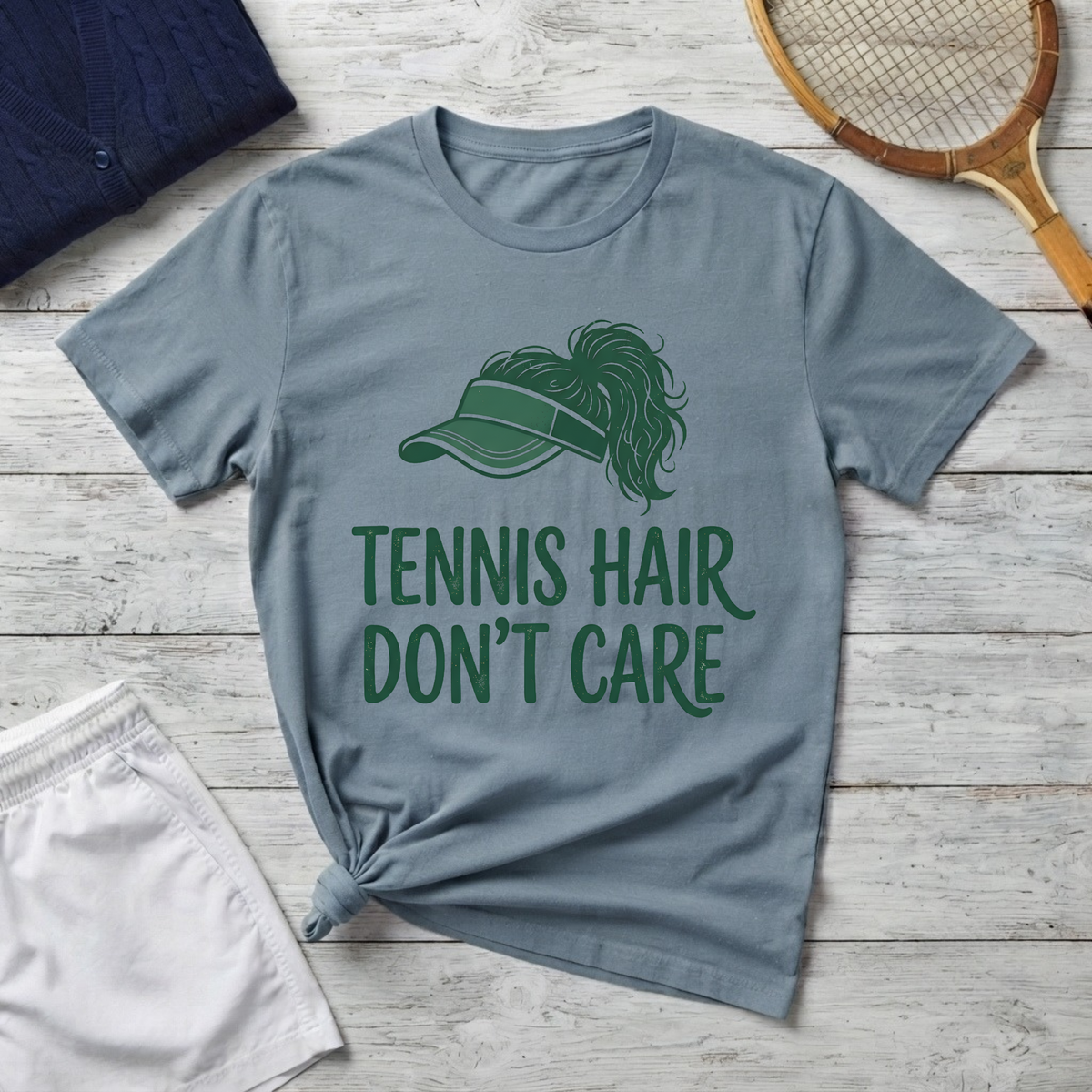 tennis hair don't care t-shirt