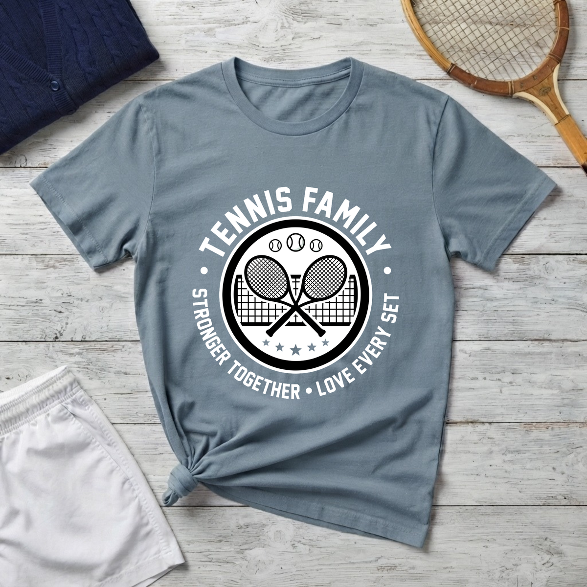Tennis Family T-Shirt — “Stronger Together • Love Every Set” Sports Tee