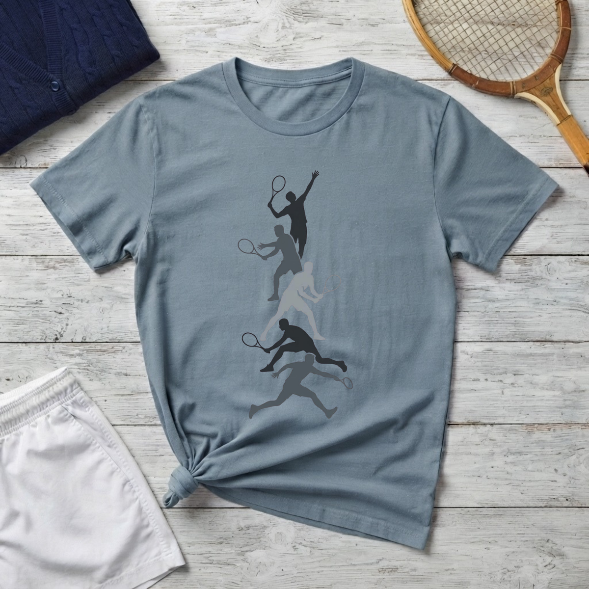 T-Shirt with Dynamic tennis Player Silhouette Design