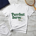Purrfect Serve T-Shirt — Cute Cat Tennis Graphic Tee
