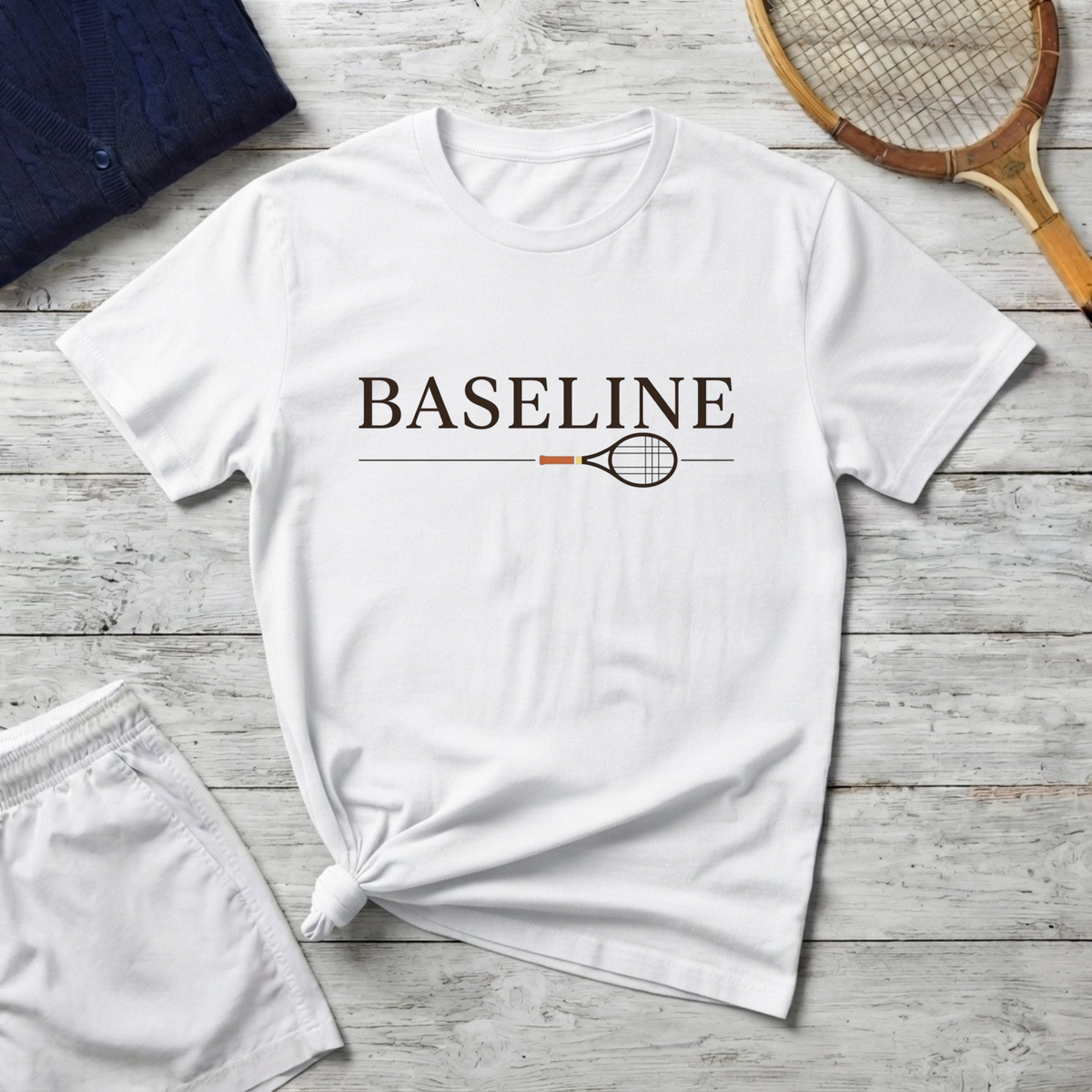 Baseline Tennis T-Shirt – Minimalist Racquet Design for Tennis Players