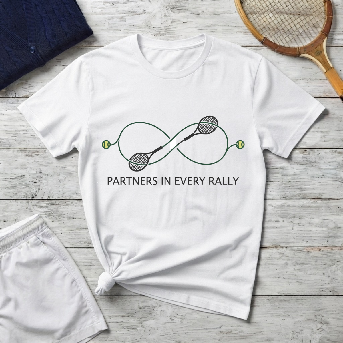 Tennis T-Shirt — "Partners in Every Rally" Graphic Tee