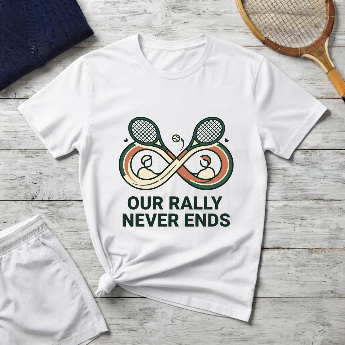 T-Shirt — "Our Rally Never Ends" Tennis Infinity Graphic Tee
