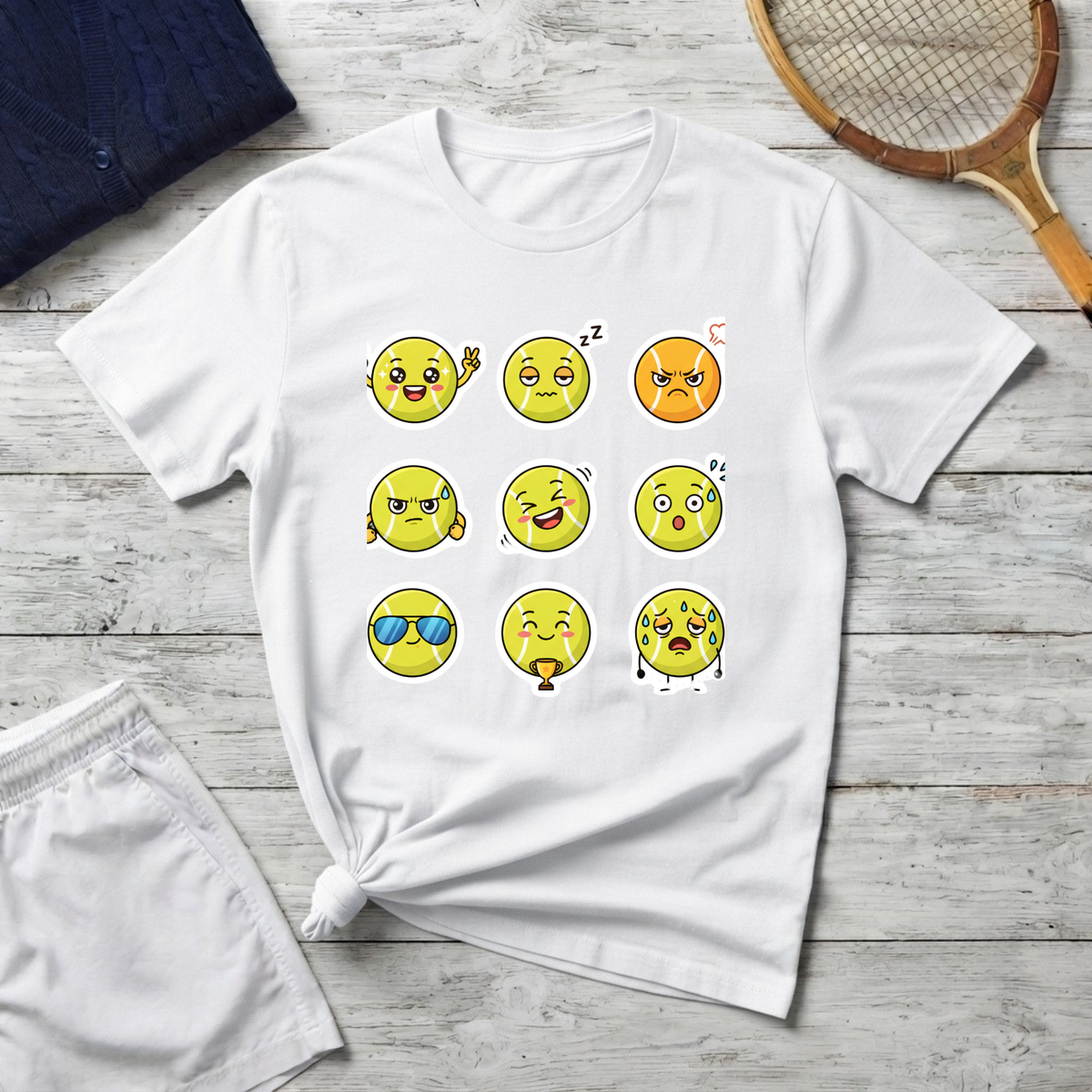 Emoji Faces T-Shirt — Cute & Funny Mood Grid Graphic Tee