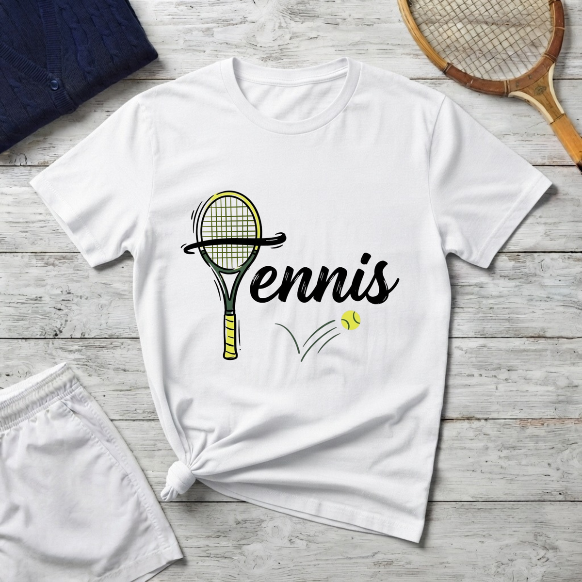 Tennis Graphic T-Shirt — Racket & Ball Athletic Tee