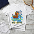 Dachshund Tennis T‑Shirt — "Tiny Legs, Big Serve" Cute Dog Tennis Tee