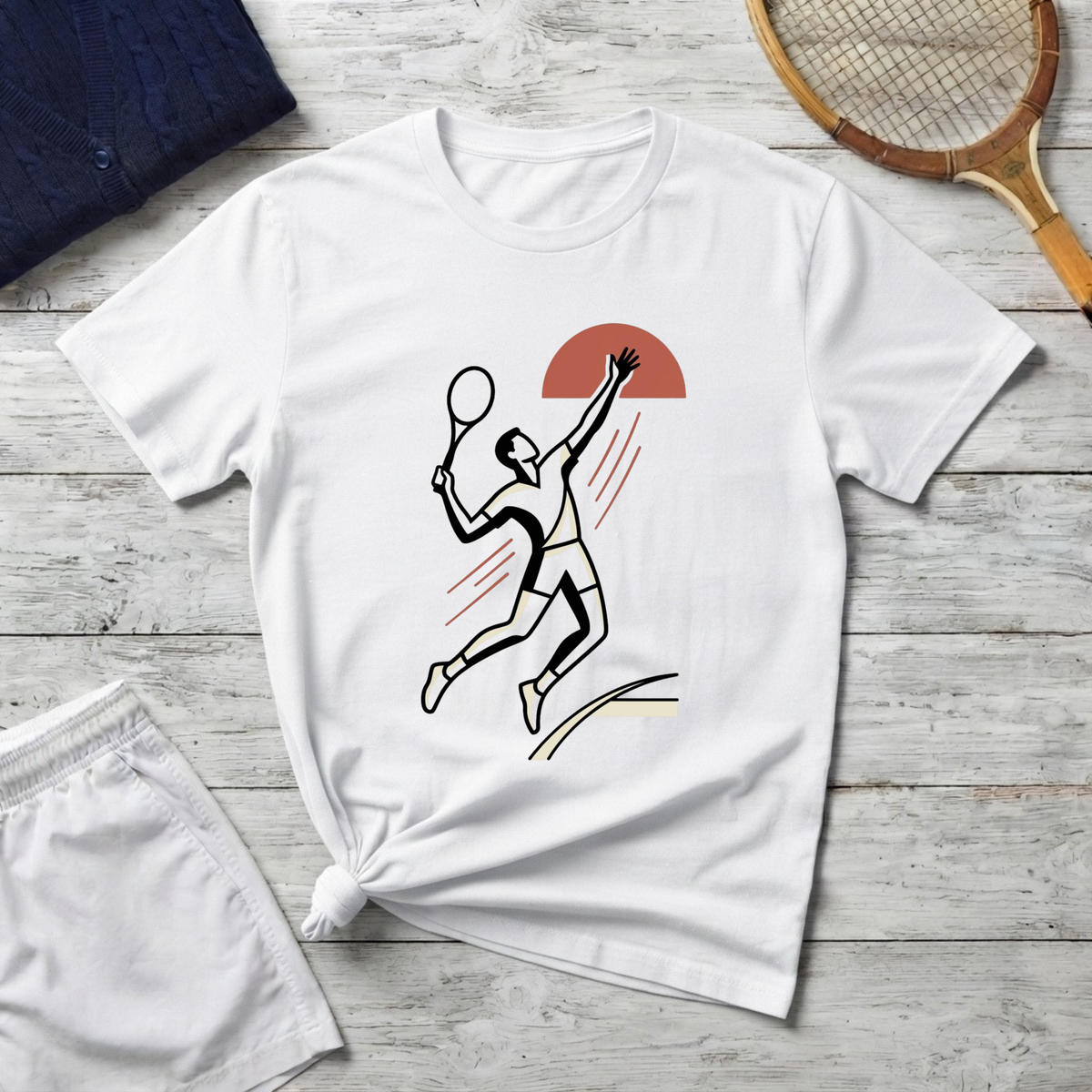 Vintage Tennis Player Graphic T-Shirt