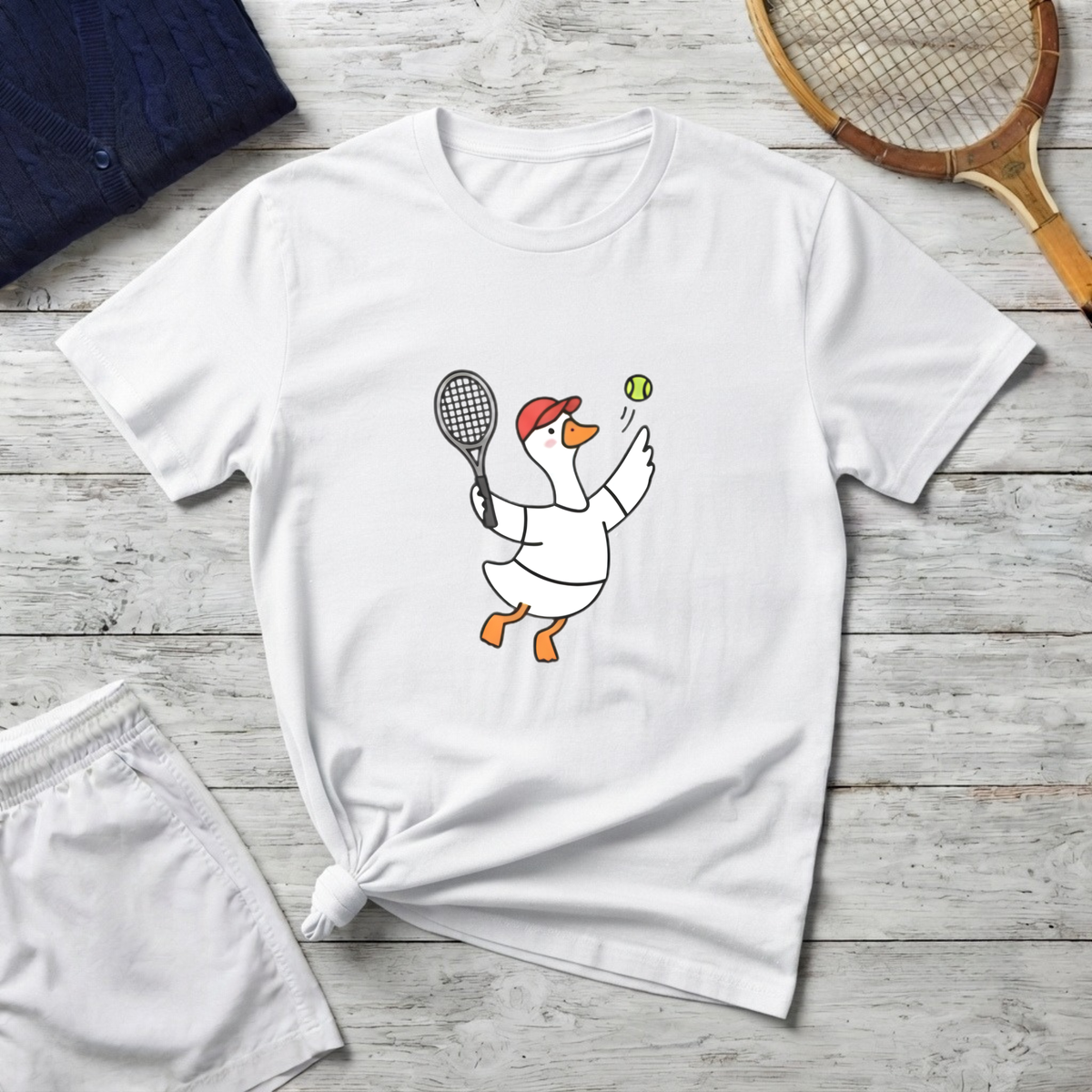 Tennis Goose T‑Shirt — Cute Duck Playing Tennis Graphic Tee