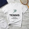 Tennis Is My Therapy T-Shirt — Tennis Racket Graphic Tee for Players & Fans