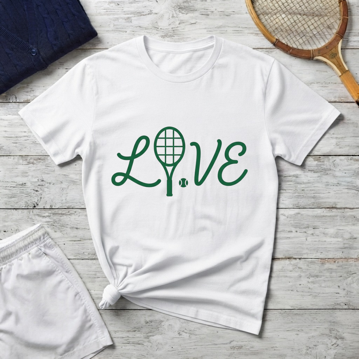 Tennis Love T-Shirt — 'LOVE' with Racket Graphic