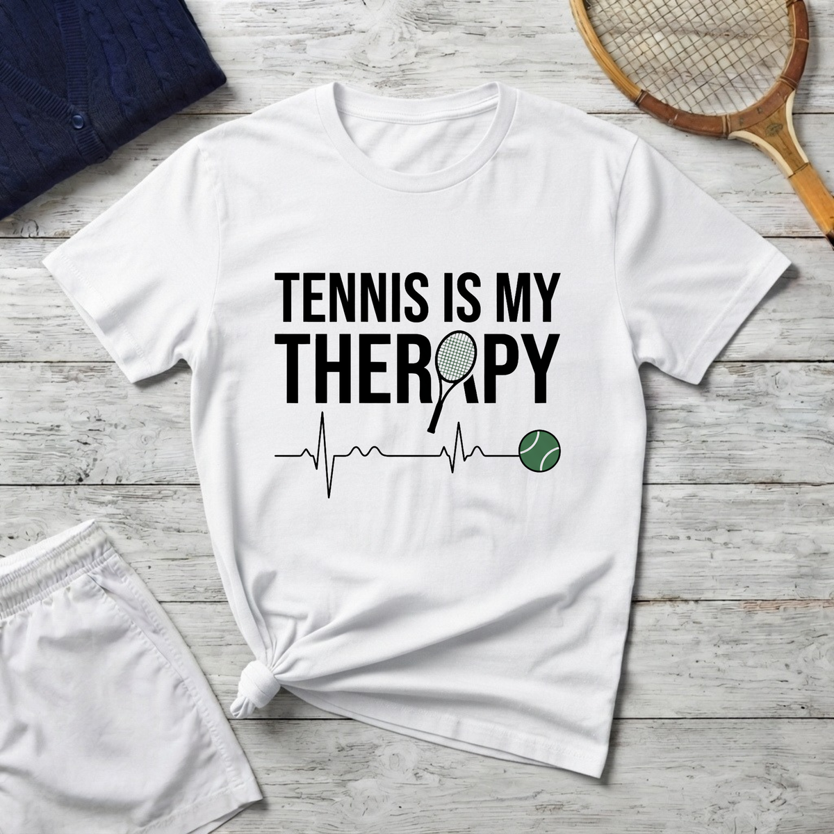 Tennis Is My Therapy T-Shirt — Funny Athletic Tennis Player Tee
