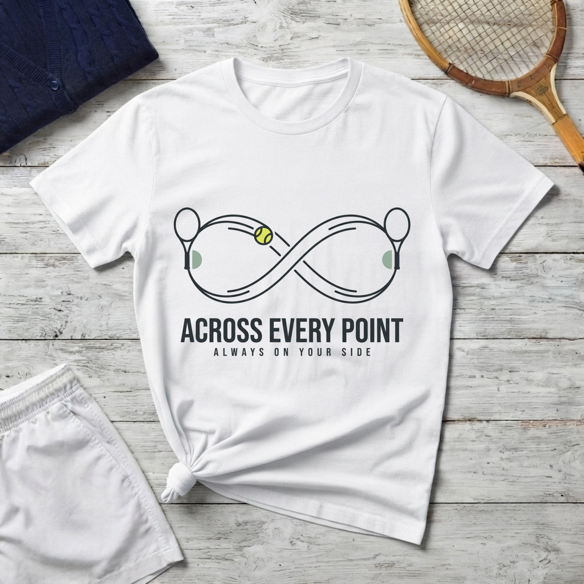 Tennis Infinity T-Shirt — "Across Every Point" Inspirational Tennis Shirt