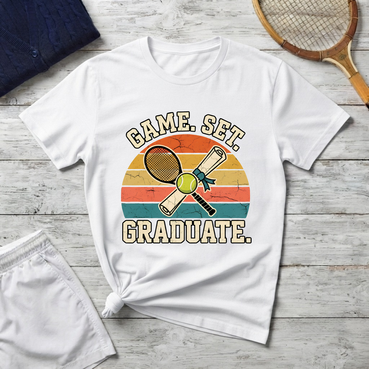 game set graduate Tennis T-shirt
